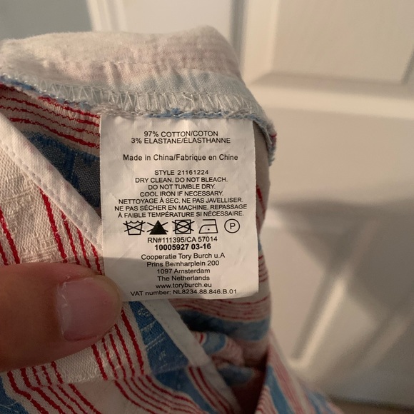 Tory Burch Womens Eva Wide Leg Cropped Pants Cato Stripe 14 XL - Picture 7 of 7